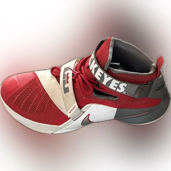 Nike Lebron Soldier 1X Premium Men’s  Red and Gray Ohio State Sneakers size 13 - Picture 4 of 5